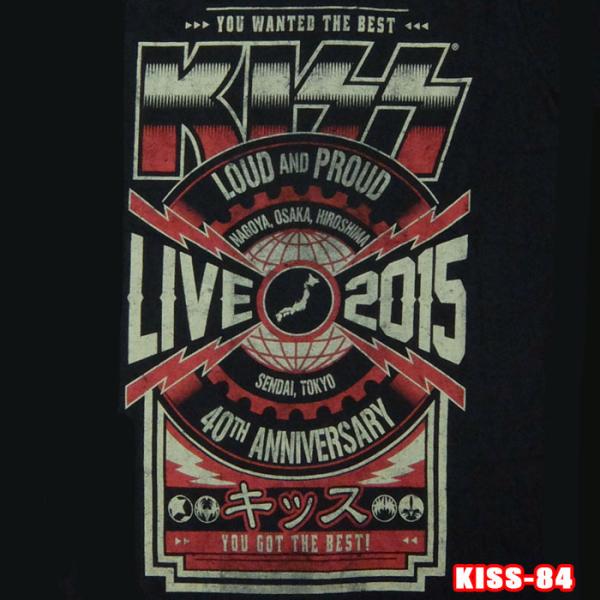 ROCK TEE KISS-84[キッス] JAPAN LIVE 2015 ロックＴシャツ バンドT...