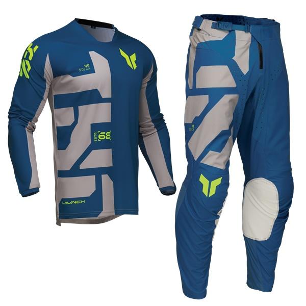 M/30インチ MXウエア 上下セット LAUNCH FORGE ブルー ジャージ＆パンツ モトクロ...