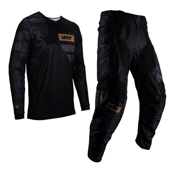 S/30インチ MXウエア 上下セット LEATT 3.5 RideKit ブラック ジャージ＆パン...