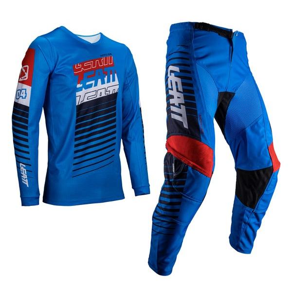 S/30インチ MXウエア 上下セット LEATT 3.5 RideKit ロイヤル ジャージ＆パン...