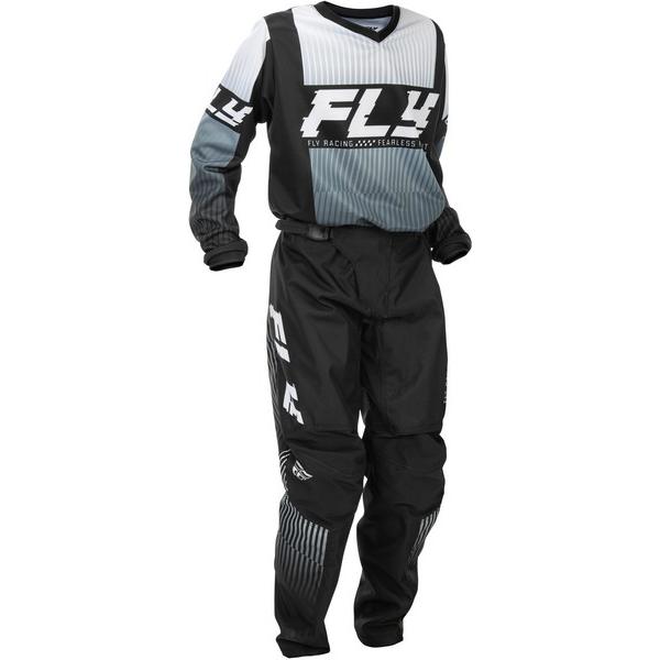 キッズ用 L/24インチ MXウェア 上下セット FLY F-16 ブラック/ホワイト ジャージ＆パ...