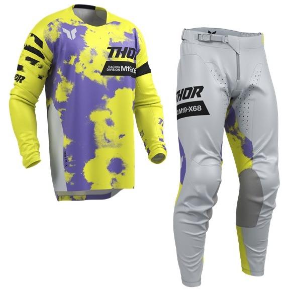 L/34インチ MXウエア 上下セット THOR LAUNCH BLEACH グレー/アシッド ジャ...