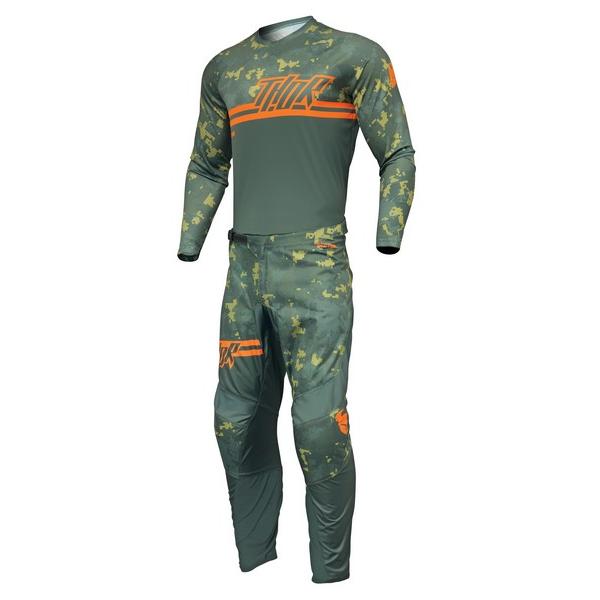 M/32インチ MXウエア 上下セット THOR 24 SECTOR DIGI グリーン/カモ モト...