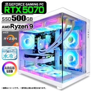ゲーミングPC デスクトップ 海景房 GMQ360 ホワイト GeForce RTX5070 AMD Ryzen9 9950X3D Win11 SSD500GB メモリ32GB CPU水冷ファン