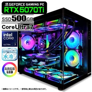 ゲーミングPC デスクトップ 海景房 GMQ360 ブラック GeForce RTX5070Ti Intel Core Ultra7 265KF Win11 SSD500GB メモリ32GB CPU水冷ファン