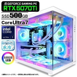 ゲーミングPC デスクトップ 海景房 GMQ360 ホワイト GeForce RTX5070Ti Intel Core Ultra7 265KF Win11 SSD500GB メモリ32GB CPU水冷ファン