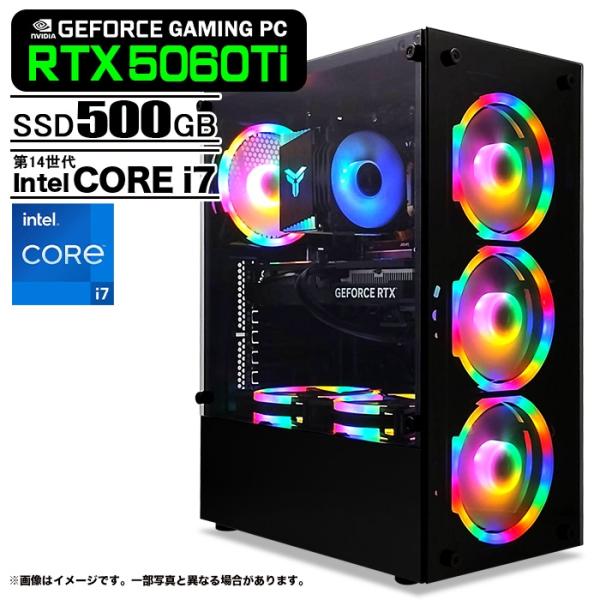 ゲーミングPC デスクトップパソコン ブラック GeForce RTX5060Ti 第14世代 In...