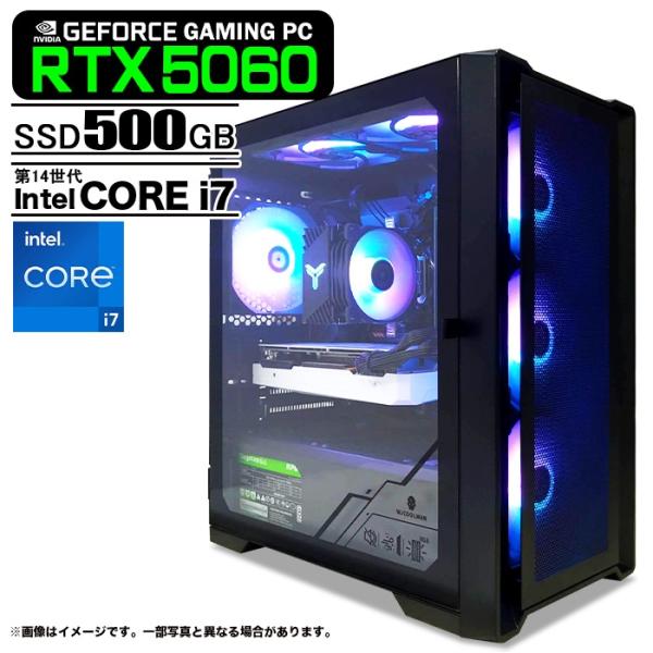 ゲーミングPC デスクトップパソコン ブラック メッシュ GeForce RTX5060 第14世代...