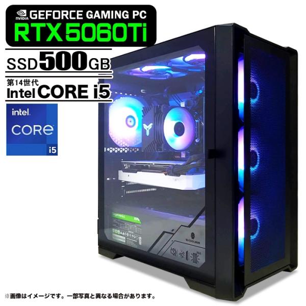 ゲーミングPC デスクトップパソコン ブラック メッシュ GeForce RTX5060Ti 第14...
