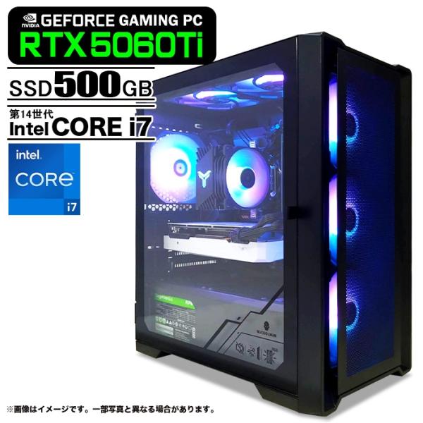ゲーミングPC  ブラック メッシュ GeForce RTX5060Ti 第14世代 Intel C...
