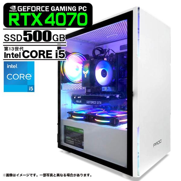 ゲーミングPC ホワイト プレーン GeForce RTX4070 第13世代 Corei5 Win...