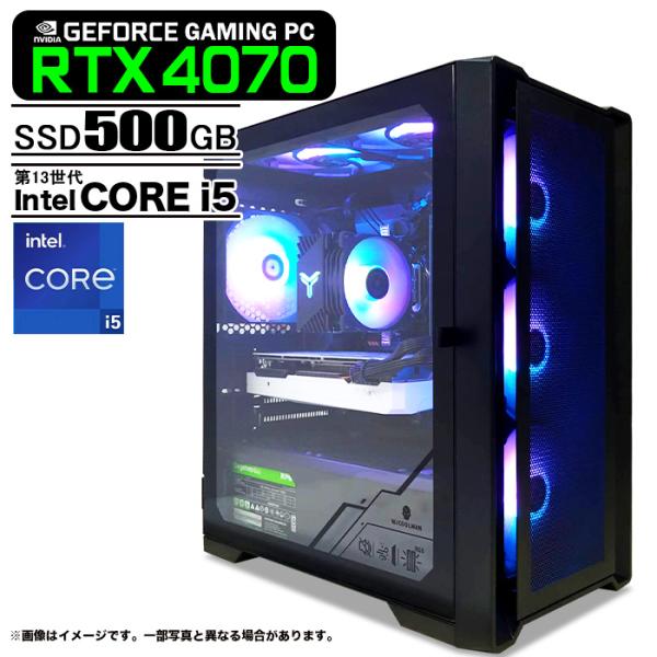 ゲーミングPC ブラック メッシュ GeForce RTX4070 第13世代 Intel Core...