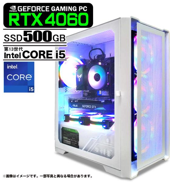 ゲーミングPC ホワイト メッシュ GeForce RTX4060 第13世代 Corei5 Win...