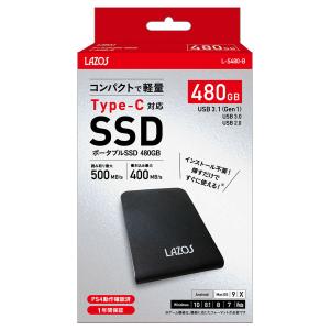 Lazos ポータブル SSD 480GB L-S480-B 高速 Type-C対応 ps4対応 外付け