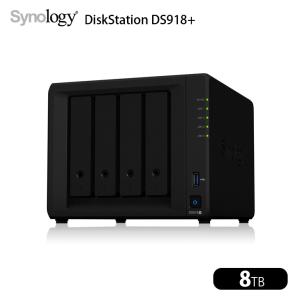 【中古】Synology DiskStation DS918+ 高性能 4ベイNAS クアッドコア(Intel Celeron J3455) メモリ4GB HDD8TB（2TB×4）付属