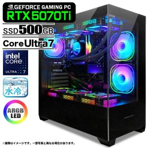 ゲーミングPC デスクトップ GP-V3 ブラック ピラーレス GeForce RTX5070Ti Intel Core Ultra7 265KF Win11 SSD500GB メモリ32GB CPU水冷ファン
