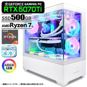 ゲーミングPC デスクトップ GP-V3 ホワイト ピラーレス GeForce RTX5070Ti AMD Ryzen7 7800X3D Win11 SSD500GB メモリ32GB CPU水冷ファン
