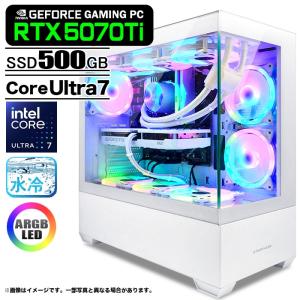 ゲーミングPC デスクトップ GP-V3 ホワイト ピラーレス GeForce RTX5070Ti Intel Core Ultra7 265KF Win11 SSD500GB メモリ32GB CPU水冷ファン