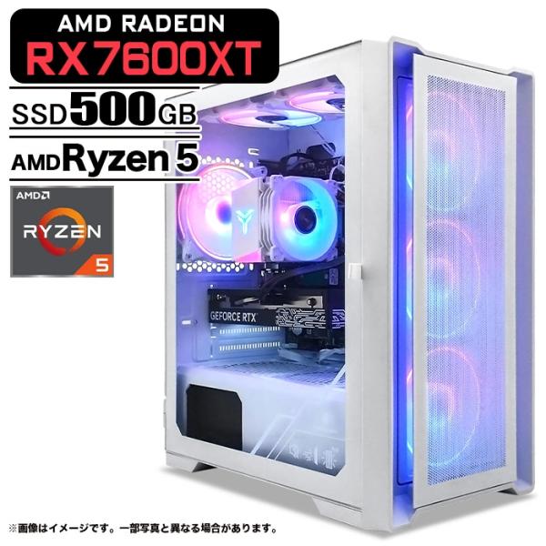 ゲーミングPC デスクトップパソコン ホワイト メッシュ メAMD Radeon5 RX5600GT...