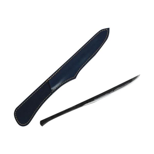 鍛造 ペーパーナイフ 牛革ケ黒 桐箱入り 青ケース 4962308001010