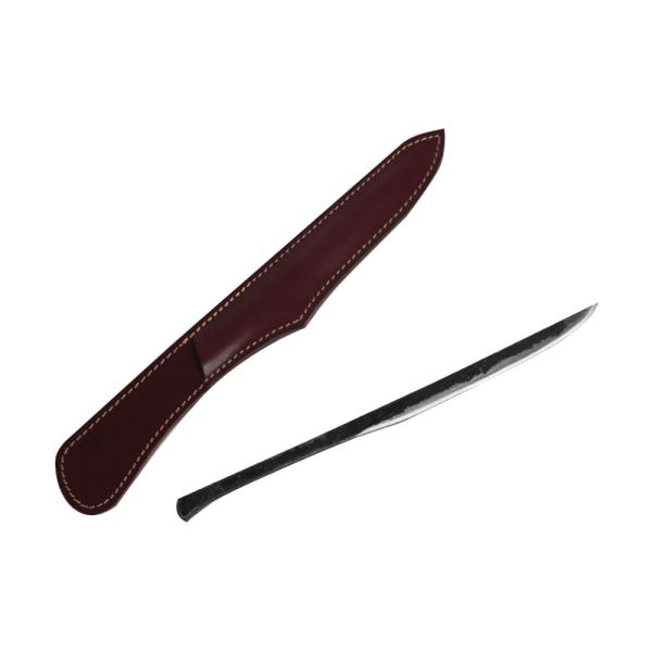鍛造 ペーパーナイフ 牛革ケ黒 桐箱入り こげ茶ケース 4962308001010