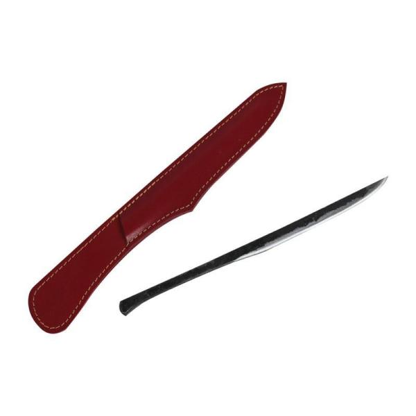 鍛造 ペーパーナイフ 牛革ケ黒 桐箱入り 赤ケース 4962308001010