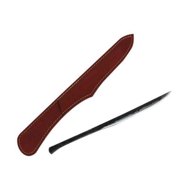 鍛造 ペーパーナイフ 牛革ケ黒 桐箱入り 茶ケース 4962308001010