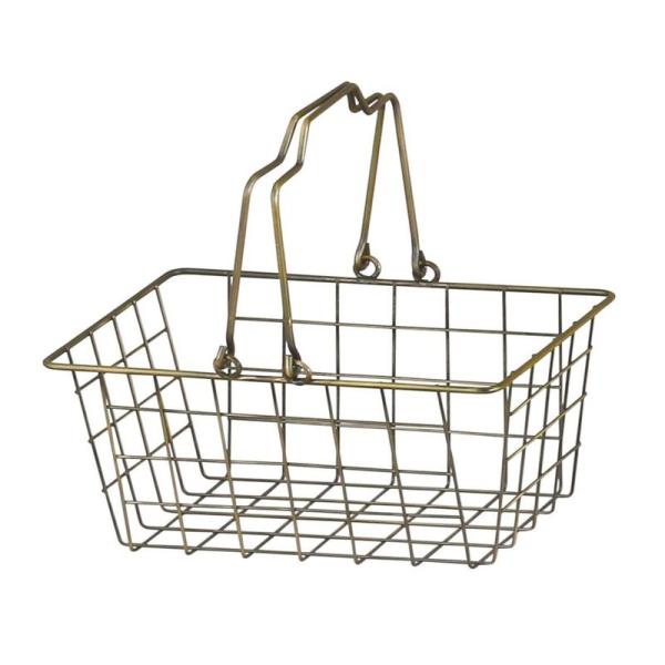 バスケット カゴ Sサイズ アビテ Habiter ブロンズ ワイヤーバスケット 買い物 小物入れ ...