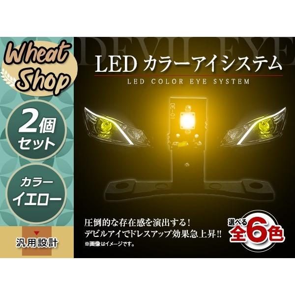 LED カラーアイシステム 埋め込み キセノンプロジェクター用 ヘッドライト加工 デビルアイ イエロ...