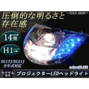 マグザム　ヘッドライト　イカリング(青) ビッグスクーター マグザム イカリング ヘッドライト加工のご
