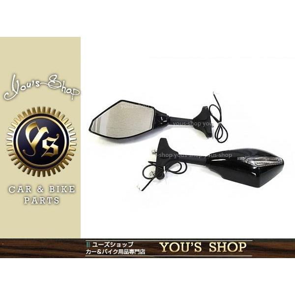 新品 LED内蔵 ブラック ミラーGSX-R750 ZX-12R ZX-10R ニンジャ バイク エ...