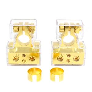 バッテリーターミナル 金メッキ ゴールド D端子用 +端子 18mm -端子