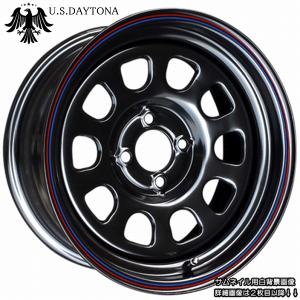 U.S.Daytona デイトナ 15x7.0J 前後異 オフセット +20/+10 PCD100 ブラック色 ホイール 4本セット｜wheel-station