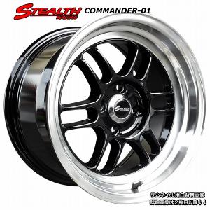 【ちぇ②】【送料込】深リムRIDE　SPIEL17インチ 8J-1 ステルスレーシング COMMANDER 01 15x8.0J オフセット+25 PCD100 深
