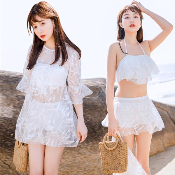 ビキニ 3点セット 水着 レディース セパレート 体型カバー 痩せる 温泉  大人 女の子 ラッシュ...