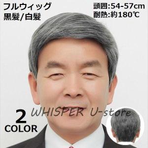 フルウィッグかつらメンズ男性用お年寄り用中高年白髪ブラック黒ナチュラル自然ミディアムショートストレート