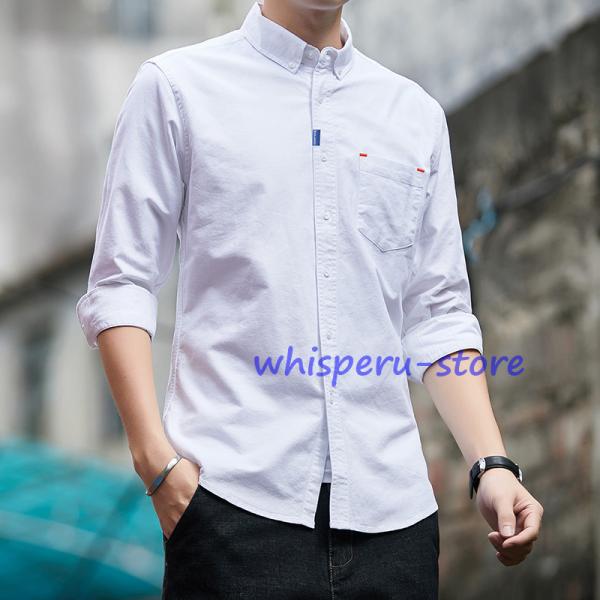 ボタンダウンシャツ オックスフォードシャツ メンズ 長袖 ワンポイント   コットン おしゃれ スタ...