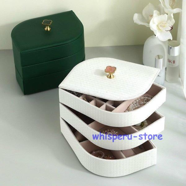 ジュエリー アクセサリー用品 収納ボックス ケース 大容量 3段 スクエア 花びら型 お花モチーフ ...