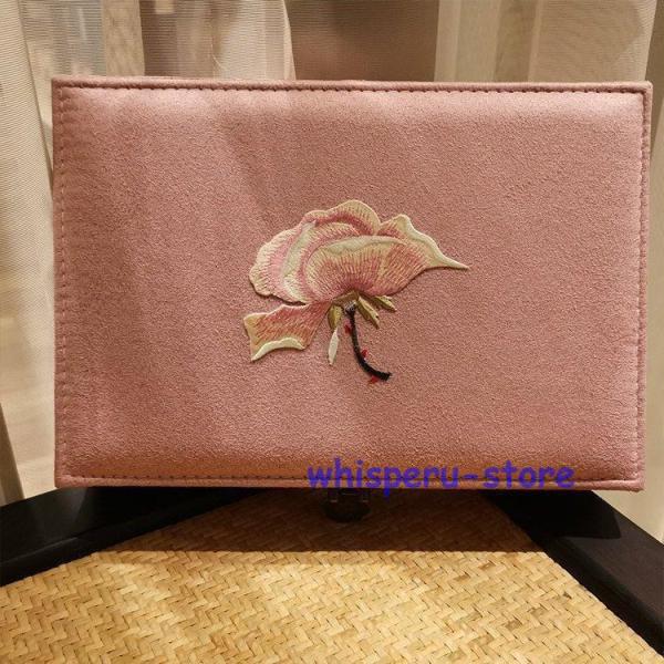 ジュエリー アクセサリー用品 収納ボックス ケース 大容量 スクエア 花 刺繍 多機能 ネックレス ...