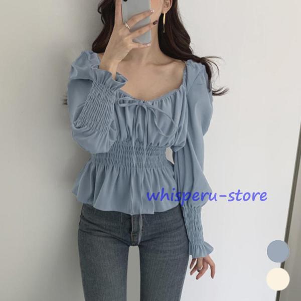 ウエストシャーリングブラウス レディース
