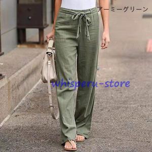 ワイドパンツ 綿麻ワイドパンツ リネン風 ボト...の詳細画像2