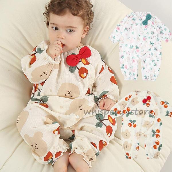 スリーパー ガーゼ ベビー 秋 キッズ ガーゼスリーパー ベビースリーパー おしゃれ シンプル 綿1...