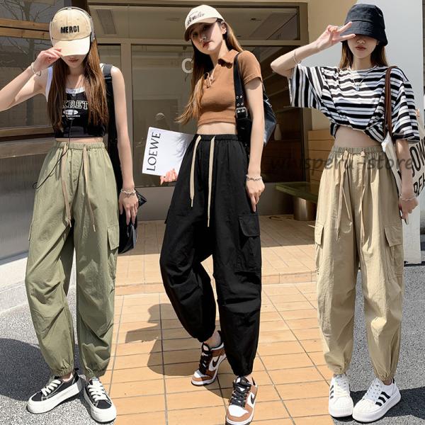 カーゴパンツ レディース ミリタリーパンツ ロングパンツ 無地 ワークパンツ ボトムス カジュアル ...