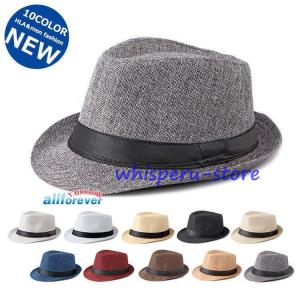 帽子 メンズ ハット 中折れハット 無地 中折れ帽 UVカット 紳士帽子 綿麻風 hat 紳士用 紫外線カット