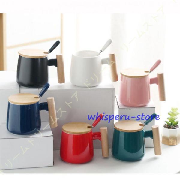 マグカップ コーヒーカップ おしゃれ エレガントなデザイン大容量ティーカップ 蓋付き陶器マグカップ ...