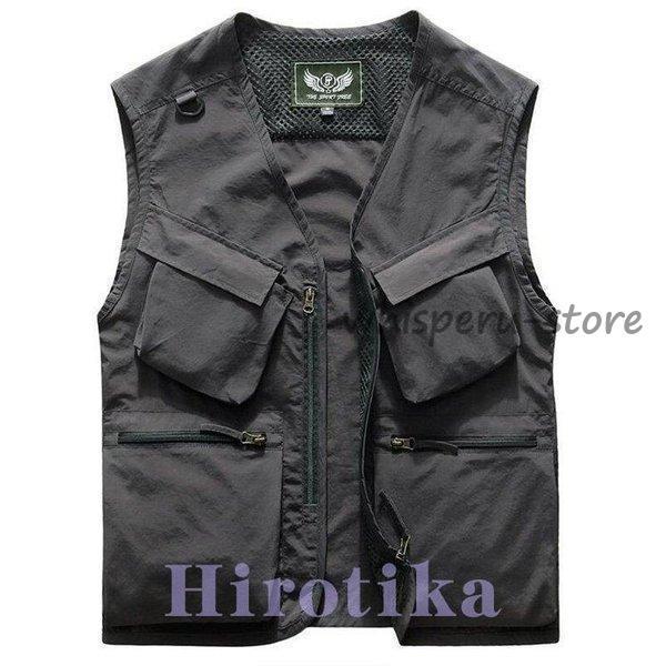 ベスト メンズ 大きいサイズ ジレ ノースリーブ サマージャケット 多機能ベスト メッシュ お釣りベ...