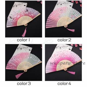 扇子 レディース プレゼント シルク 花柄 竹...の詳細画像1