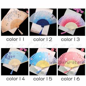 扇子 レディース プレゼント シルク 花柄 竹...の詳細画像3