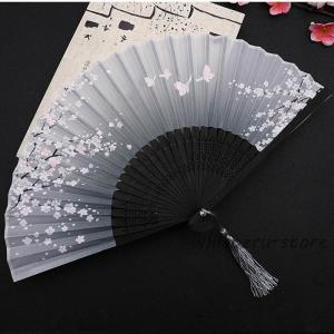 扇子 レディース プレゼント シルク 花柄 竹...の詳細画像4
