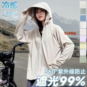 UVカット パーカー 涼感 UVカットパーカー 長袖 日焼け止め 接触冷感 -7℃ ラッシュガード メッシュ 広つば 手袋付き 通気 軽量 薄手 紫外線対策 日焼け防止服